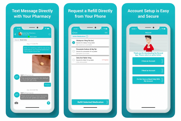 RxLocal mobile app screens